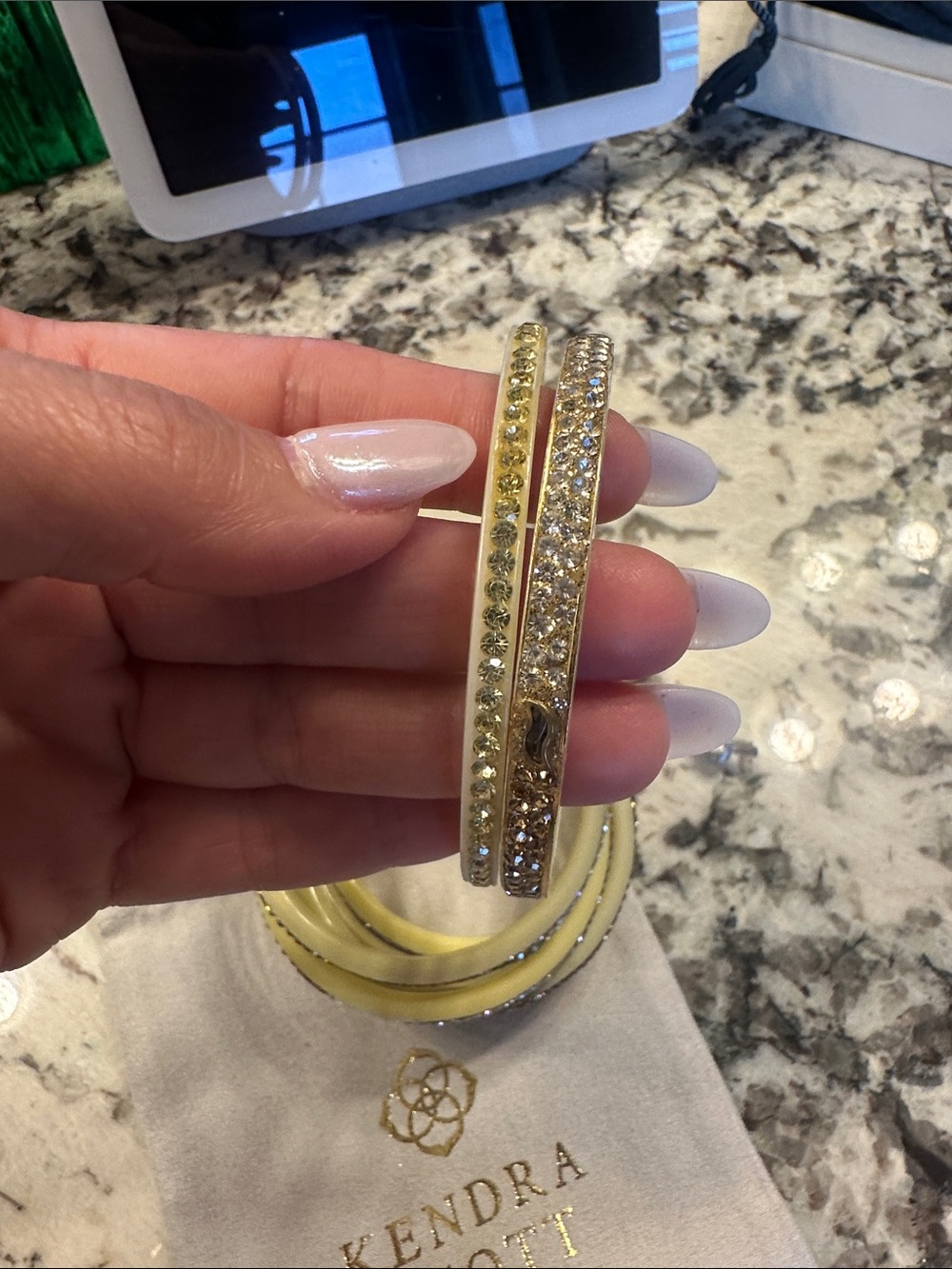 8 Gold Crystal Stackable Bangle Set - Picture 5 of 13